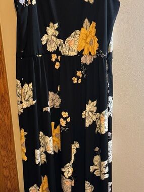 Maurices Black Floral Dress with Yellow and Cream Accents
